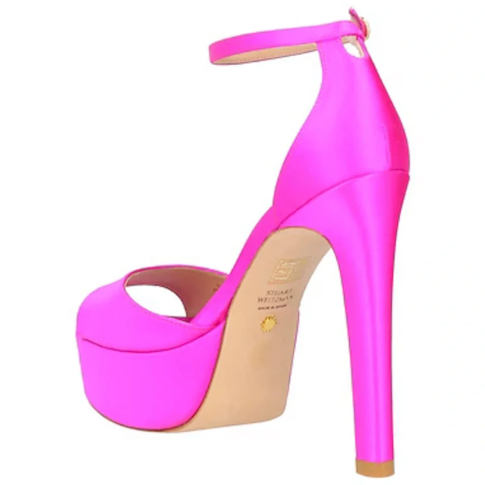 🌹STUART WEITZMAN🌹 Disco Platform Sandals In Bright Pink Size: 6B